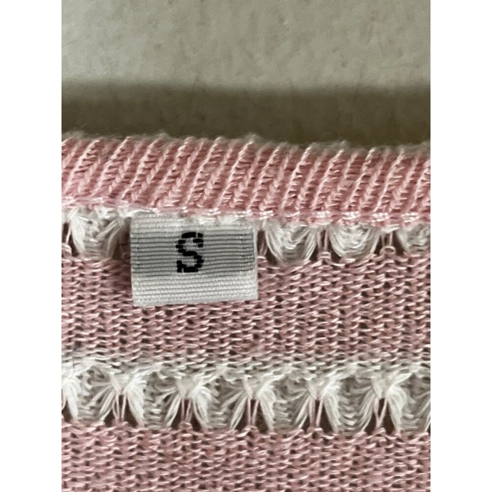 Colorful Knit Sweater Crop Top Pink S Striped Y2K Feminine Festival Concert 80s - Picture 4 of 7